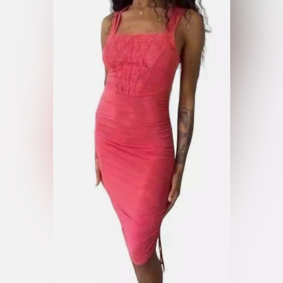 🆕 Free People corset mesh midi convertible dress in chocolate size X small - Picture 12 of 12